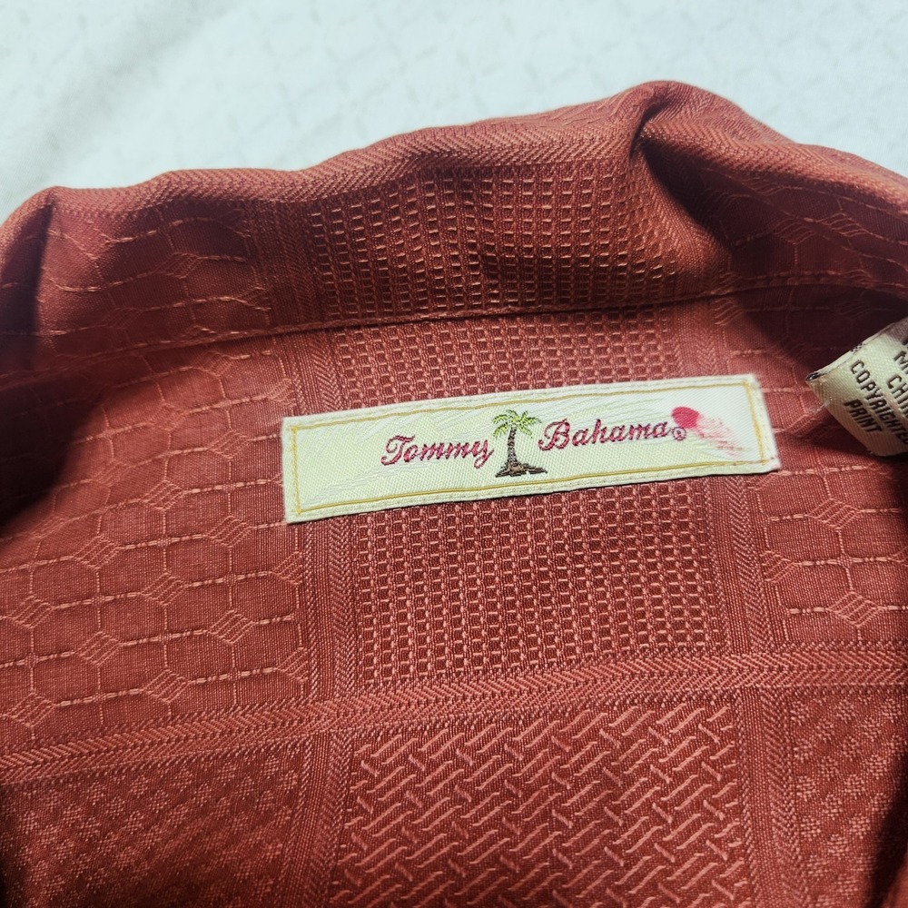 Tommy Bahama Men's Pink Silk Hawaiian Short Sleeve Shirt Silk Medium - Picture 4 of 8